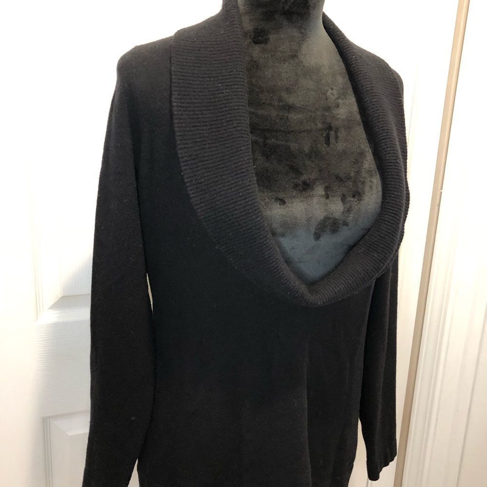 Ann Taylor Loft black open cowl neck sweater size large - Picture 2 of 12